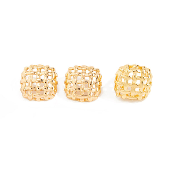 Women's Geometric Goldplated Alloy Earring And Ring Set With Hollow Mesh Square Earrings