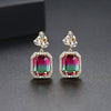 Women's Geometric Gradient Colorful Imitation Tourmaline Earrings Copper Fashion Jewelry Elegant Original Design