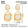 Women's Geometric Gradient Resin Gemstone Stud Earrings With Irregular Hollow Alloy Design Plated Finish And Stainless Steel Posts