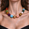 Women's Geometric Gradient Square Acrylic Beaded Necklace With Stainless Steel Pendant And Lobster Clasp Handmade Jewelry