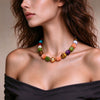 Women's Geometric Gradient Square Acrylic Beaded Necklace With Stainless Steel Pendant And Lobster Clasp Handmade Jewelry