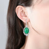Women's Geometric Green Chalcedony Copper Earrings With Electroplated Finish Elegant Fashion Jewelry