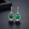 Women's Geometric Green Chalcedony Copper Earrings With Electroplated Finish Elegant Fashion Jewelry