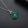 Women's Geometric Green Chalcedony Pendant Necklace With Zircon Details Electroplated Copper Retro Fashion Jewelry