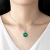 Women's Geometric Green Chalcedony Pendant Necklace With Zircon Details Electroplated Copper Retro Fashion Jewelry