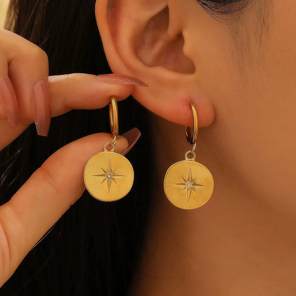 Women's Geometric Heart Oval Pendant Earrings Electroplated Jewelry Fashion Simple Versatile