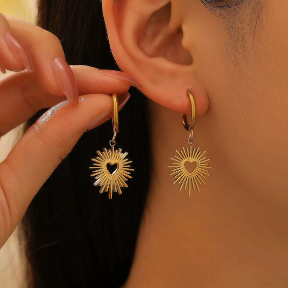 Women's Geometric Heart Oval Pendant Earrings Electroplated Jewelry Fashion Simple Versatile