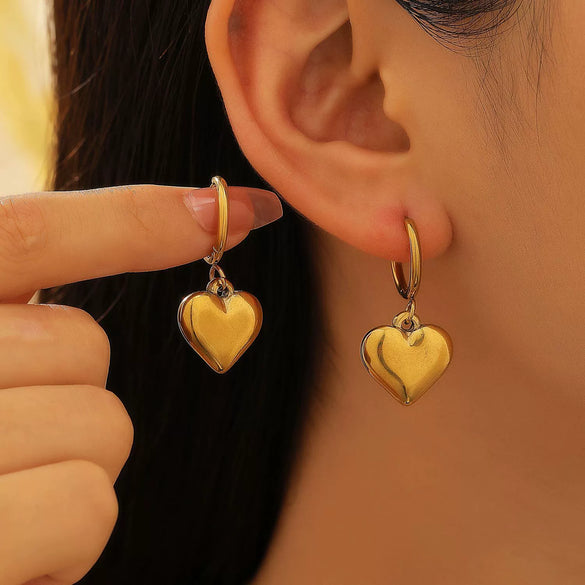 Women's Geometric Heart Oval Pendant Earrings Electroplated Jewelry Fashion Simple Versatile