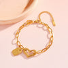 Women's Geometric Heart Pattern Stainless Steel Bracelet With 18K Vacuum Electroplating Simple Fashion Jewelry