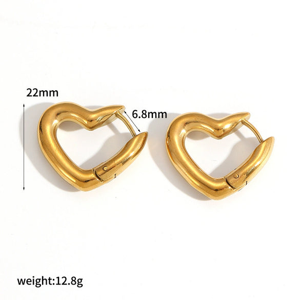 Women's Geometric Heart Stainless Steel Earrings With 18K Gold Vacuum Electroplating
