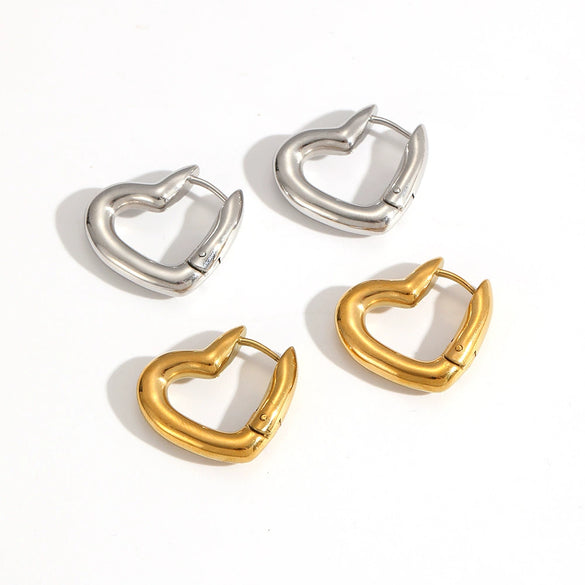 Women's Geometric Heart Stainless Steel Earrings With 18K Gold Vacuum Electroplating