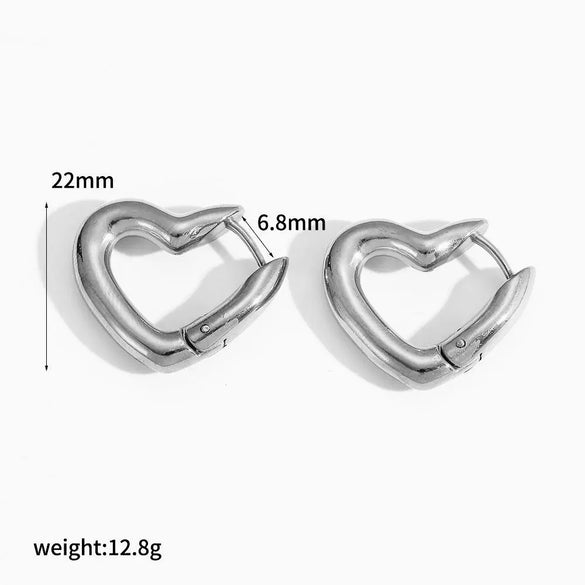 Women's Geometric Heart Stainless Steel Earrings With 18K Gold Vacuum Electroplating