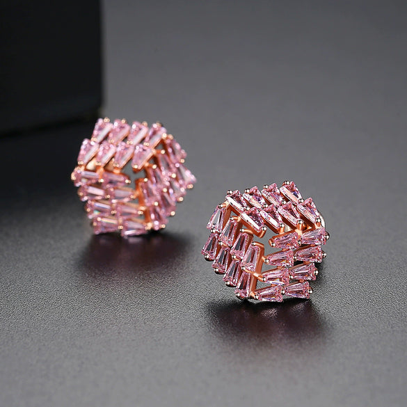 Women's Geometric Hexagonal Ladder Stud Earrings Electroplated Copper Minimalist Fashion Jewelry For Wholesale