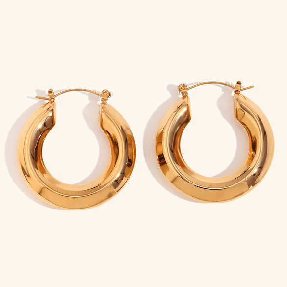 Women's Geometric Hollow Earrings In Stainless Steel With A Glossy Electroplated Finish Streamlined Statement Fashion Jewelry
