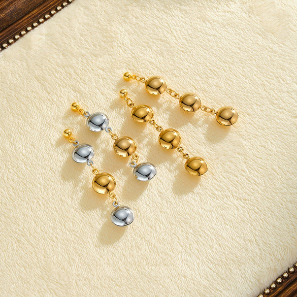 Women's Geometric Hollow Round Stainless Steel Earrings With 18K Gold Vacuum Plated Color Block Finish
