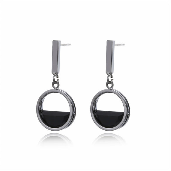 Women's Geometric Hollow Semicircular Zircon Earrings Made Of Environmental Protection Copper
