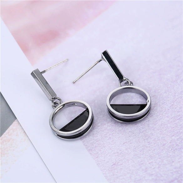 Women's Geometric Hollow Semicircular Zircon Earrings Made Of Environmental Protection Copper