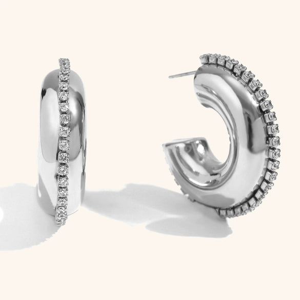 Women's Geometric Hollow Statement Earrings In Stainless Steel Exaggerated Versatile Fashion Jewelry