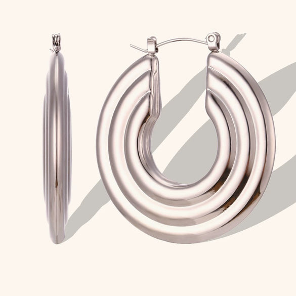 Women's Geometric Hollow Statement Earrings In Stainless Steel Exaggerated Versatile Fashion Jewelry