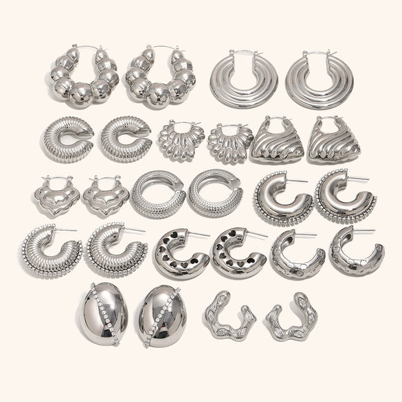 Women's Geometric Hollow Statement Earrings In Stainless Steel Exaggerated Versatile Fashion Jewelry