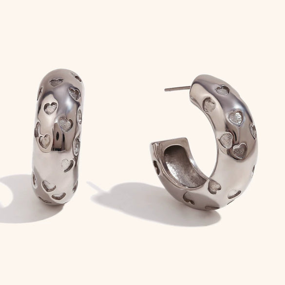 Women's Geometric Hollow Statement Earrings In Stainless Steel Exaggerated Versatile Fashion Jewelry