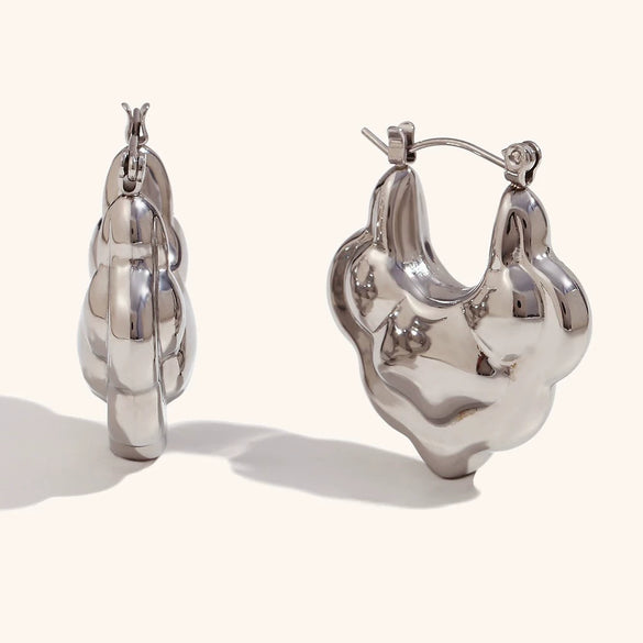 Women's Geometric Hollow Statement Earrings In Stainless Steel Exaggerated Versatile Fashion Jewelry