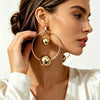 Women's Geometric Hoop Earrings In Electroplated Iron Alloy With Stainless Steel Posts And An Exaggerated Statement Design