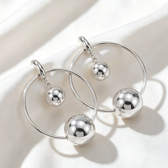 Women's Geometric Hoop Earrings In Electroplated Iron Alloy With Stainless Steel Posts And An Exaggerated Statement Design