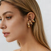 Women's Geometric Hoop Earrings With Floral Pattern Zinc Alloy Electroplated Fashion Ear Clips In Sweet And Cool Style