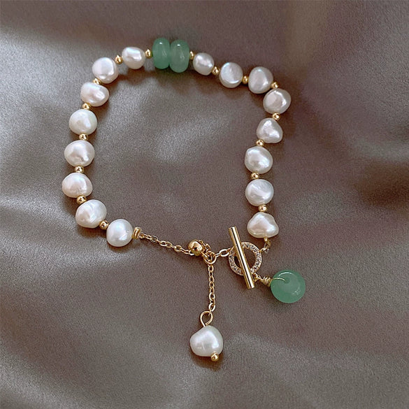 Women's Geometric Imitation Pearl Bracelet With Zircon Accents Electroplated Niche Light Luxury Jewelry