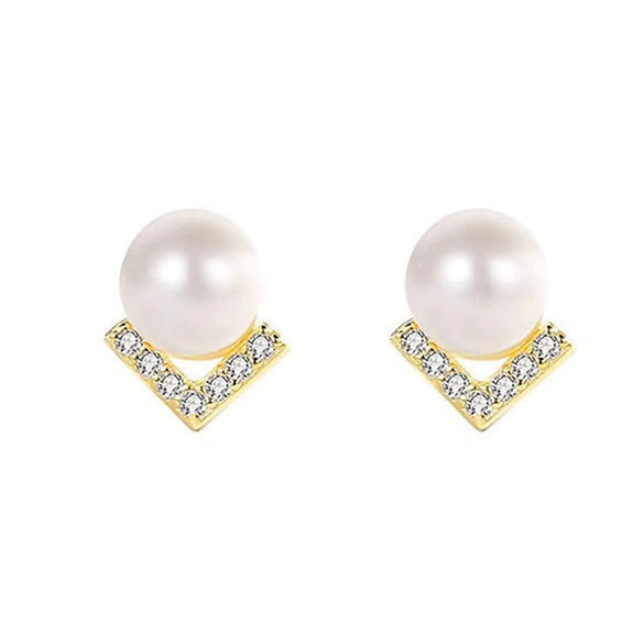 Women's Geometric Imitation Pearl Earrings Copper Jewelry Simple Style