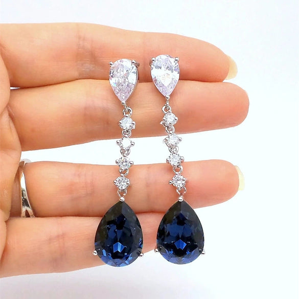 Women's Geometric Inlay Zircon Copper Earrings Light Luxury Style