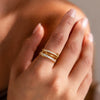 Women's Geometric Interlocking Ring In Gold Tone Stainless Steel With Zircon Accents Round Setting And Plated Finish