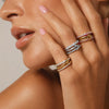 Women's Geometric Interlocking Ring In Gold Tone Stainless Steel With Zircon Accents Round Setting And Plated Finish