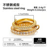 Women's Geometric Interlocking Ring In Gold Tone Stainless Steel With Zircon Accents Round Setting And Plated Finish