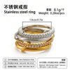 Women's Geometric Interlocking Ring With Zircon Accents Gold Plated Stainless Steel Round Band Jewelry