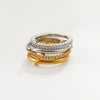 Women's Geometric Interlocking Ring With Zircon Accents Gold Plated Stainless Steel Round Band Jewelry