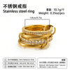 Women's Geometric Interlocking Ring With Zircon Accents Gold Plated Stainless Steel Round Band Jewelry