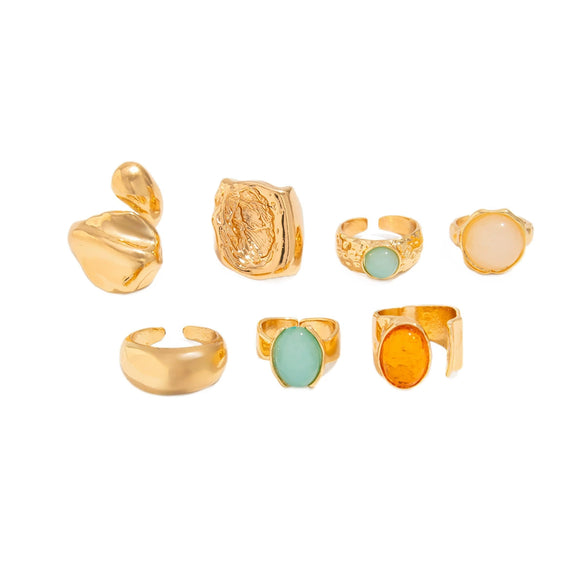 Women's Geometric Irregular Curved Ring In Goldplated Titanium Steel With A Polished Glossy Finish