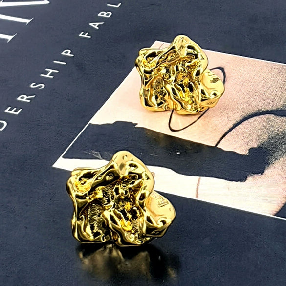 Women's Geometric Irregular Earrings In Gold Plated Copper Retro Elegant Fashion Jewelry Wholesale