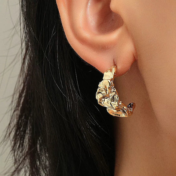 Women's Geometric Irregular Earrings In Gold Plated Copper Retro Elegant Fashion Jewelry Wholesale