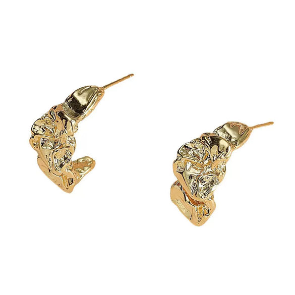 Women's Geometric Irregular Earrings In Gold Plated Copper Retro Elegant Fashion Jewelry Wholesale