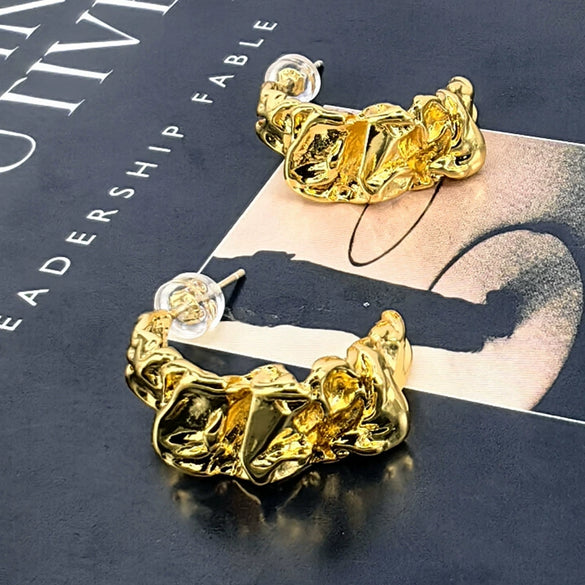 Women's Geometric Irregular Earrings In Gold Plated Copper Retro Elegant Fashion Jewelry Wholesale