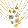 Women's Geometric Irregular Pendant Stainless Steel Necklace With Shell Inlay And Electroplated Finish