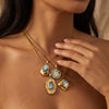 Women's Geometric Irregular Pendant Stainless Steel Necklace With Shell Inlay And Electroplated Finish