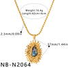 Women's Geometric Irregular Pendant Stainless Steel Necklace With Shell Inlay And Electroplated Finish