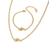 Women’s Geometric Irregular Zircon Inlaid Stainless Steel Necklace And Bracelet Set With 18K Vacuum Plated Finish