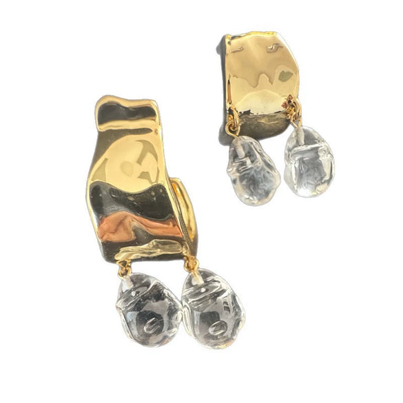 Women's Geometric 18K Goldplated Brass Pendant Earrings With 925 Silver Ear Needles Niche Style