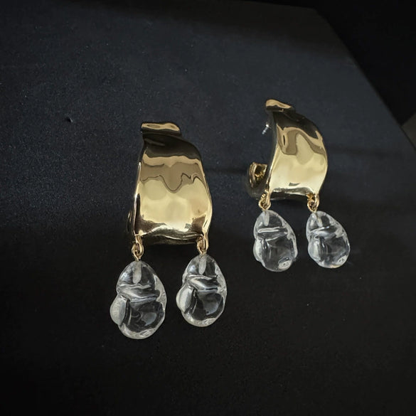 Women's Geometric 18K Goldplated Brass Pendant Earrings With 925 Silver Ear Needles Niche Style