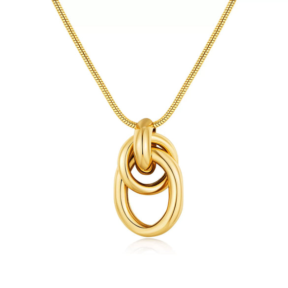 Women's Geometric Knot Pendant Necklace Simple Versatile Copper Clavicle Chain With Electroplated Gold Finish Jewelry